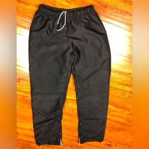 Varsity Black VTG athletic lined Track sweatpants windbreaker nylon Zip Bottom